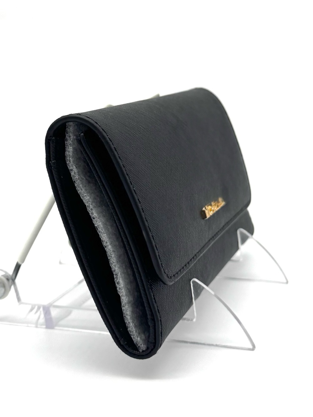 Michael Kors Large Jet Set Travel Trifold Wallet - Black/Gold - Picture 2 of 7